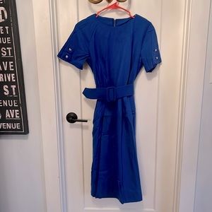 Gorgeous True Vintage Bright Blue Wool day dress!